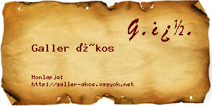 Galler Ákos névjegykártya